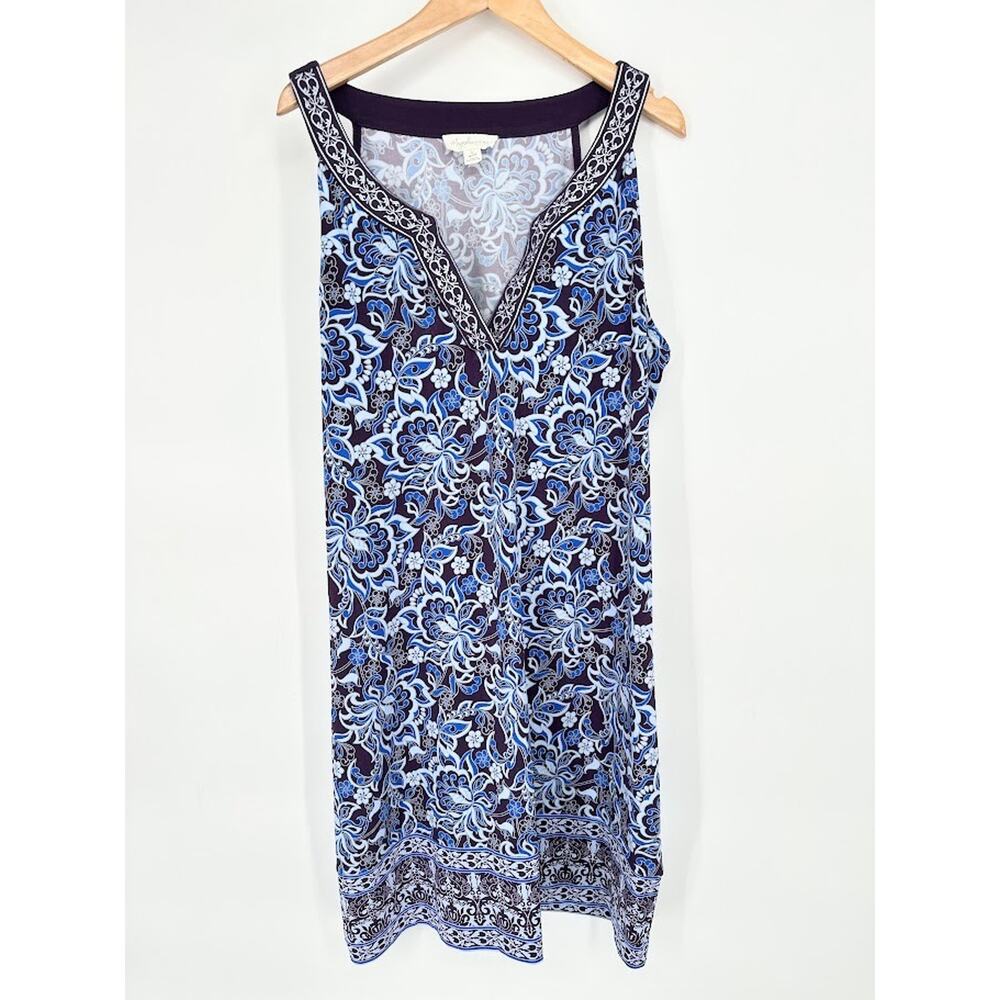 Magnolia Grace‎ Alhambra Embroidered Trim Knit Tank Dress Large Petite Stretch